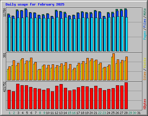 Daily usage for February 2025