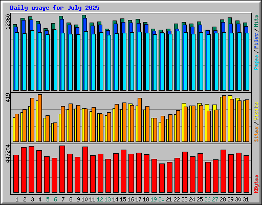 Daily usage for July 2025