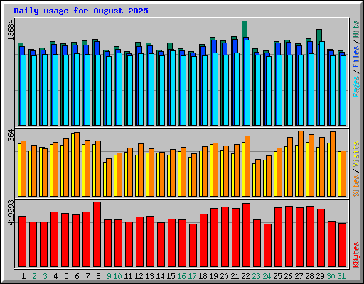 Daily usage for August 2025